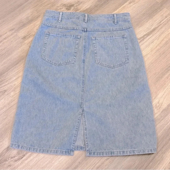 Caslon Light Wash 100% Cotton Denim Pocketed A-Line Midi Skirt / Women’s Size 4 - Picture 2 of 7